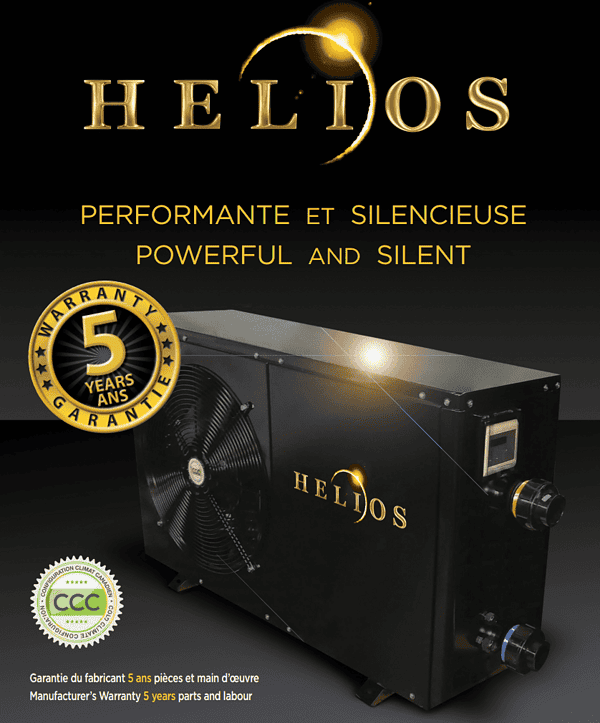Pompe à chaleur Helios pour piscines et spas à Montréal, performance silencieuse et efficacité énerg.